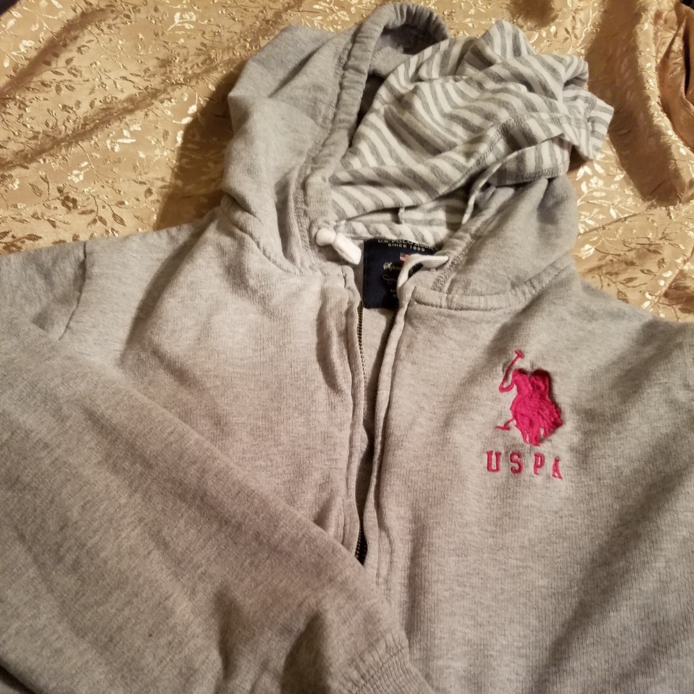 U S Polo ASSN zip front hoodie jacket